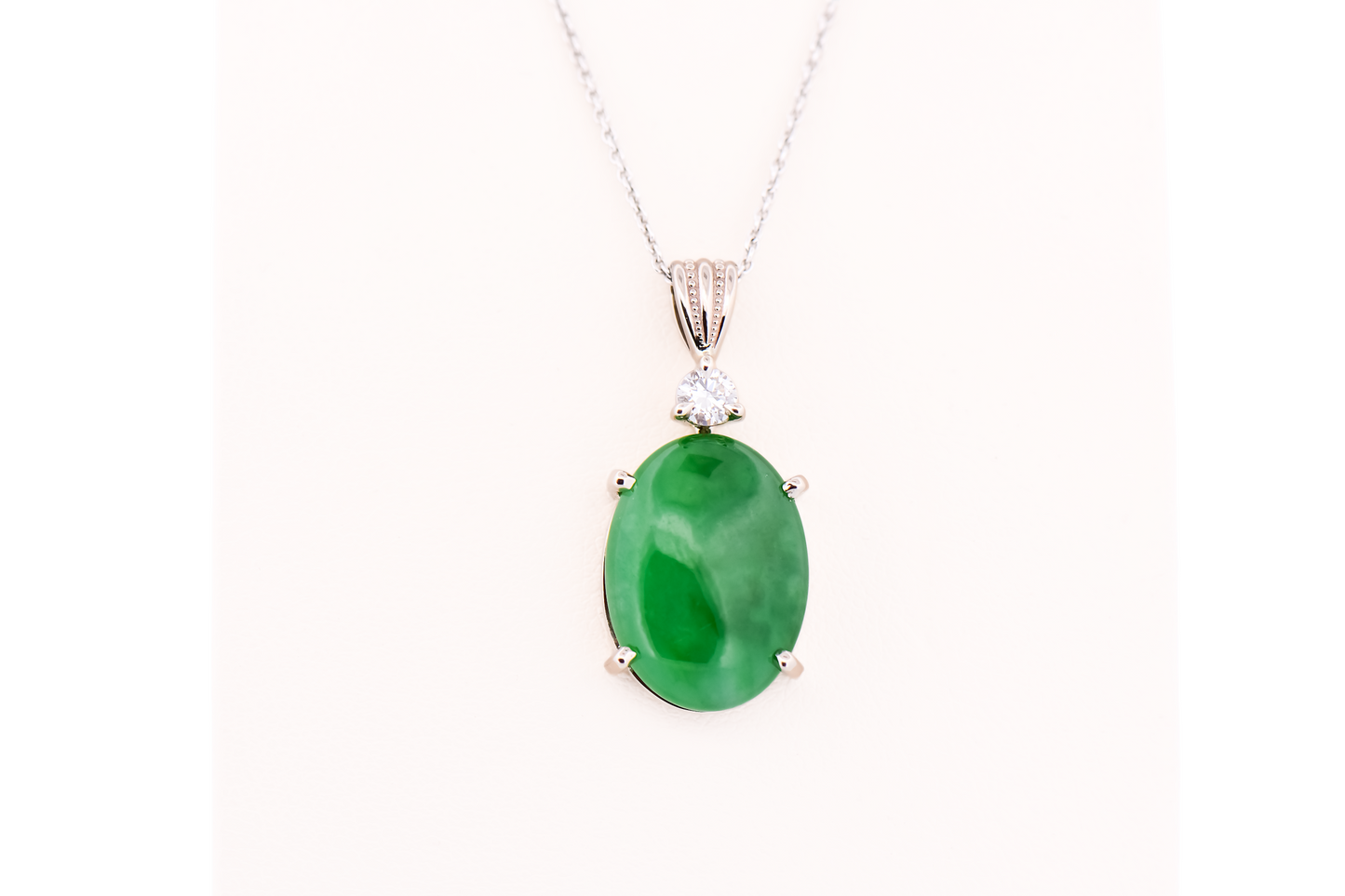 Top Quality Burmese Jade and Diamond Pendant- GIA Untreated Jadeite