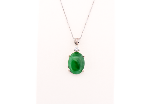 Top Quality Burmese Jade and Diamond Pendant- GIA Untreated Jadeite