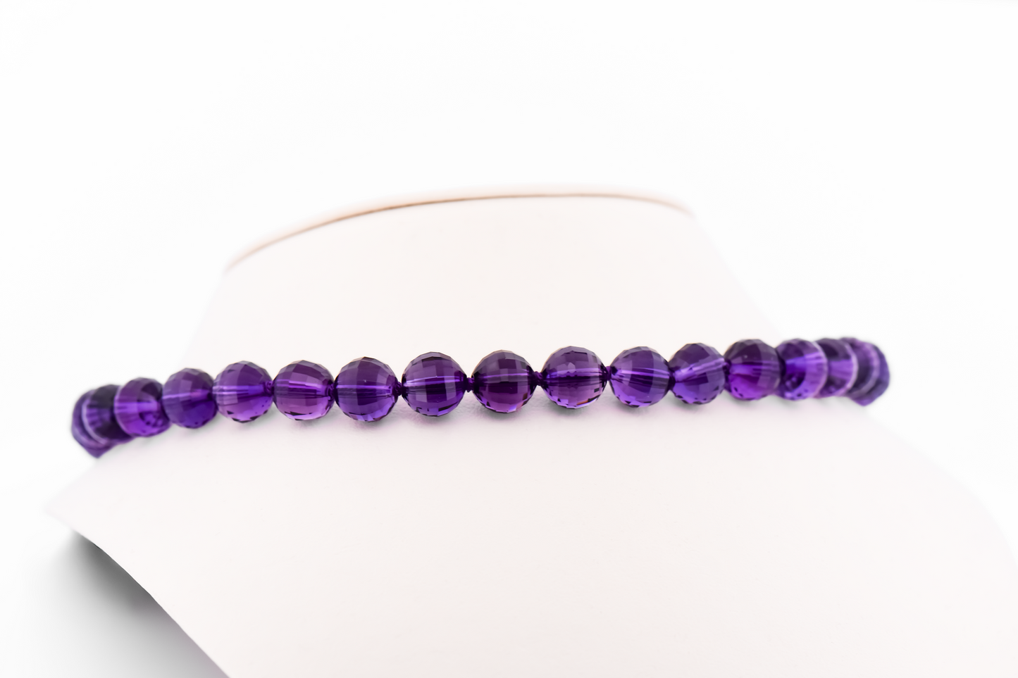 Top Quality Faceted Amethyst Bead Necklace with Lavender Jade Clasp