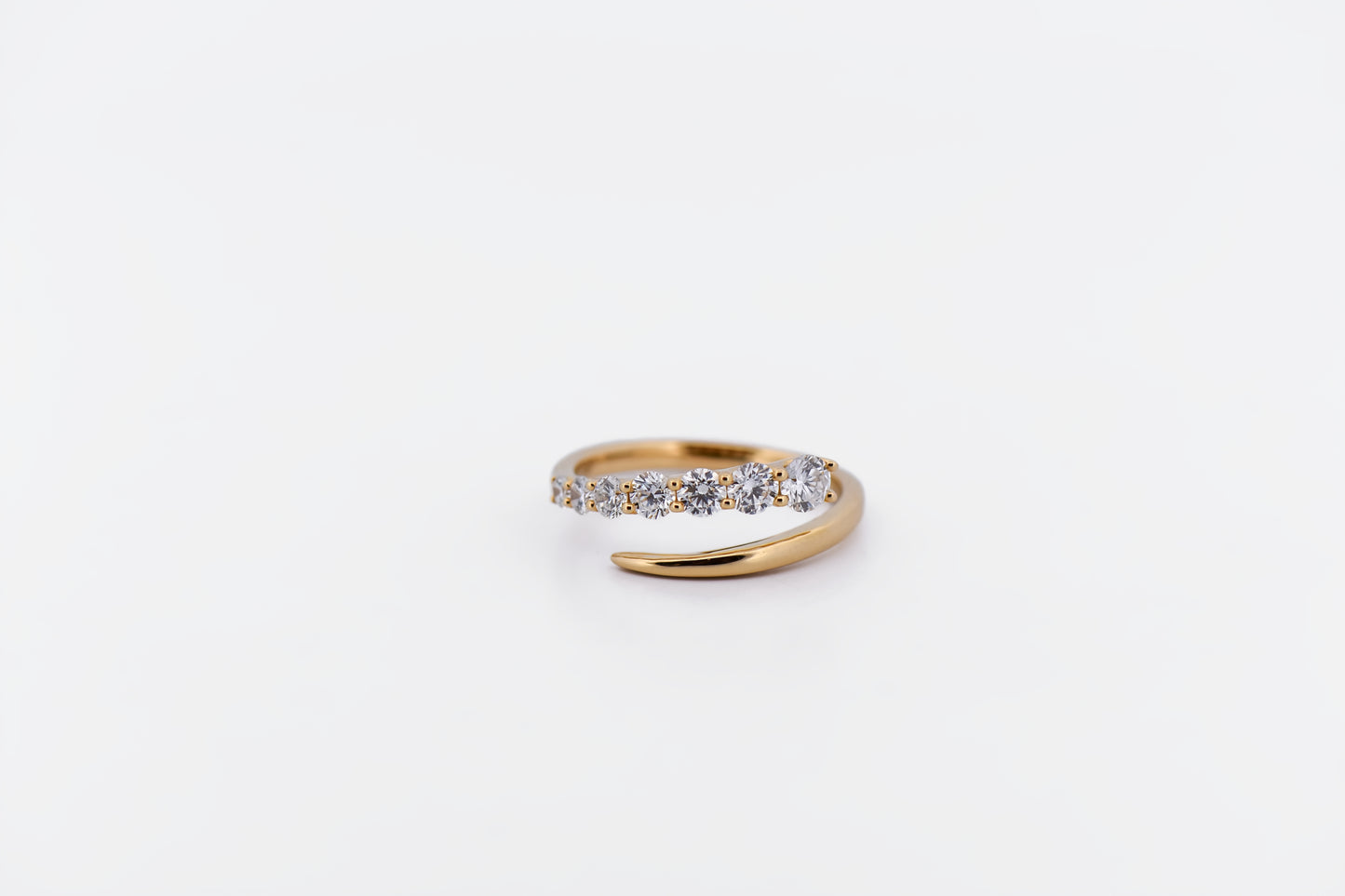 Top Quality Graduated Diamond Bypass Ring - Modern Snake Ring