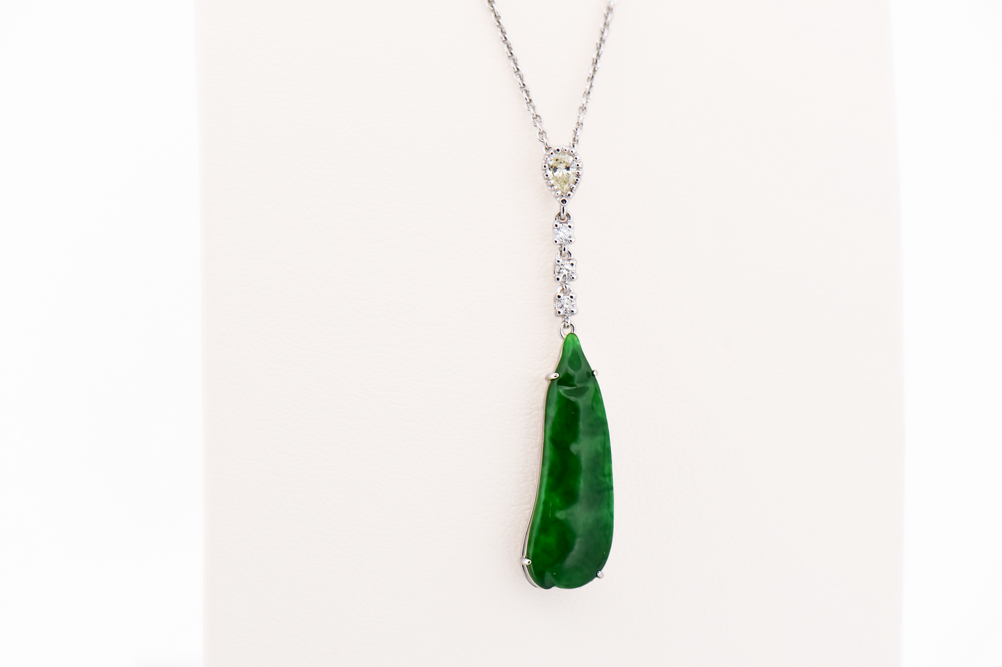 Top Quality Imperial Jade Set - Earrings & Pendant with AAA Green Jadeite & Diamonds