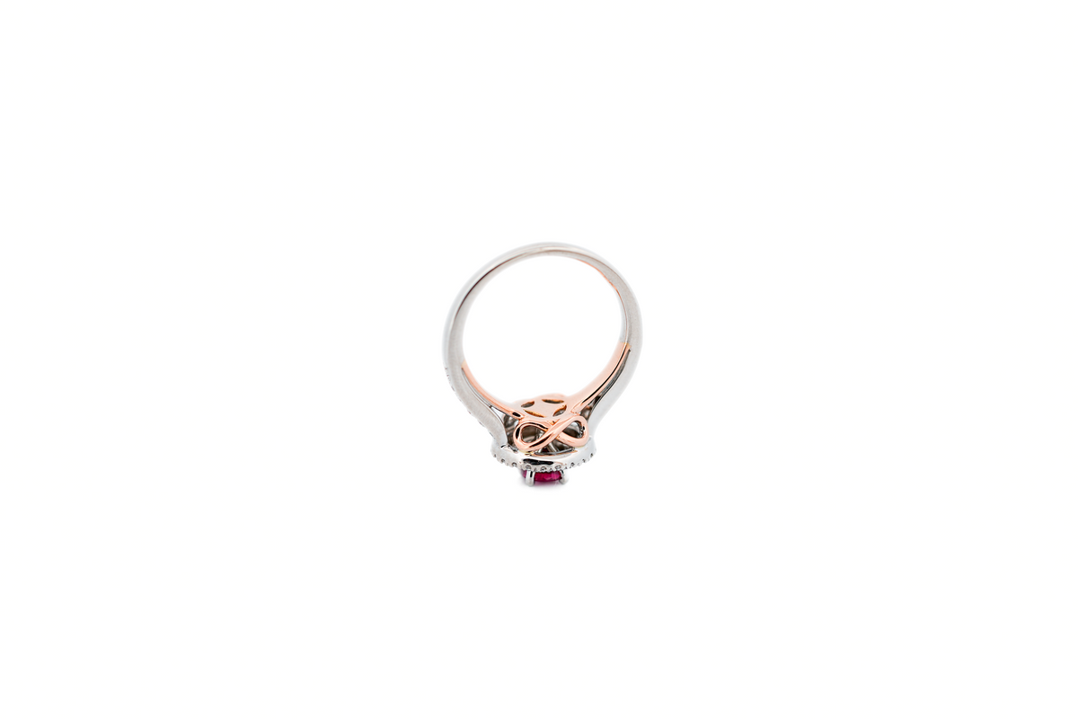 Top Quality Natural Ruby Engagement Ring with Double Halo of Diamonds
