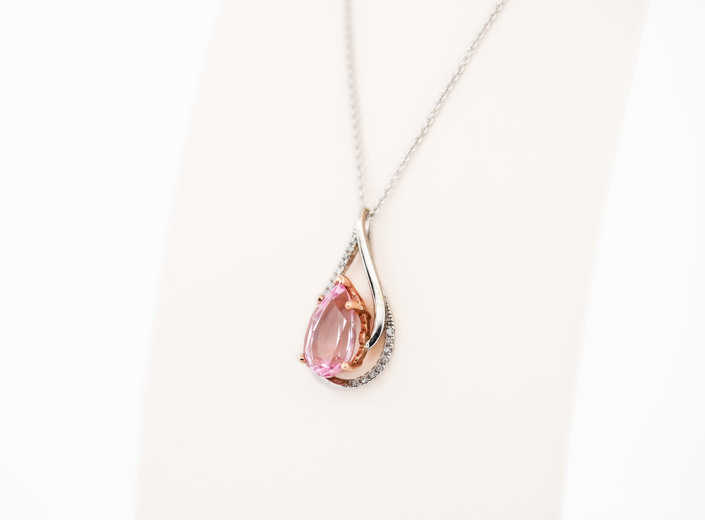 Top Quality Pear Shape Morganite & Diamond Pendant - Untreated Nigerian Morganite