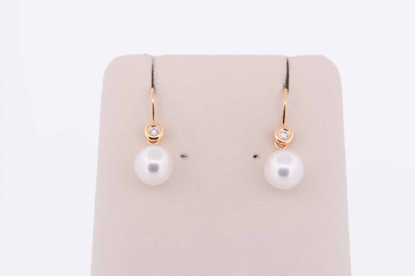 Top Quality Rosy White Akoya Pearl Earrings on French Hooks