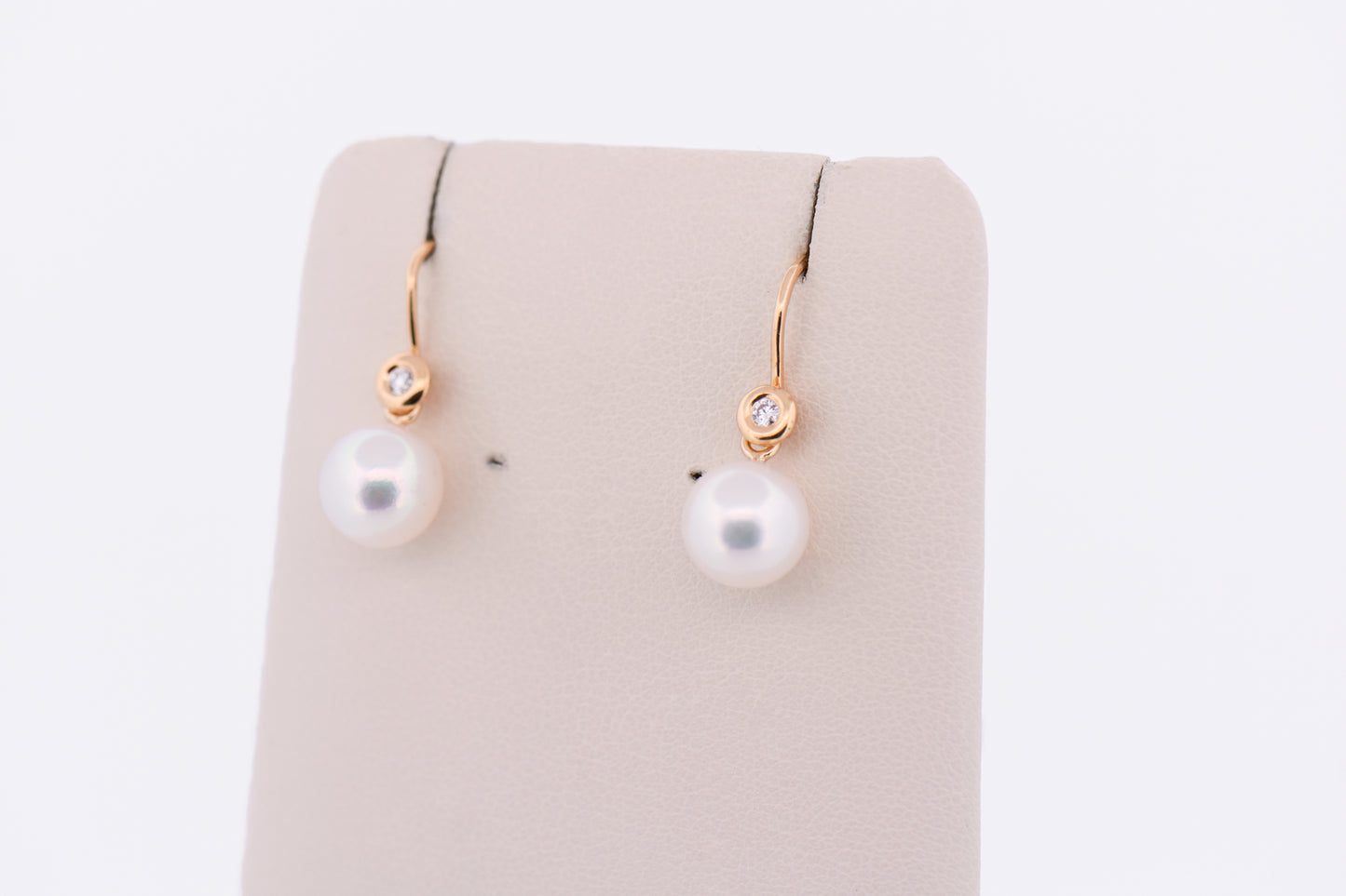 Top Quality Rosy White Akoya Pearl Earrings on French Hooks