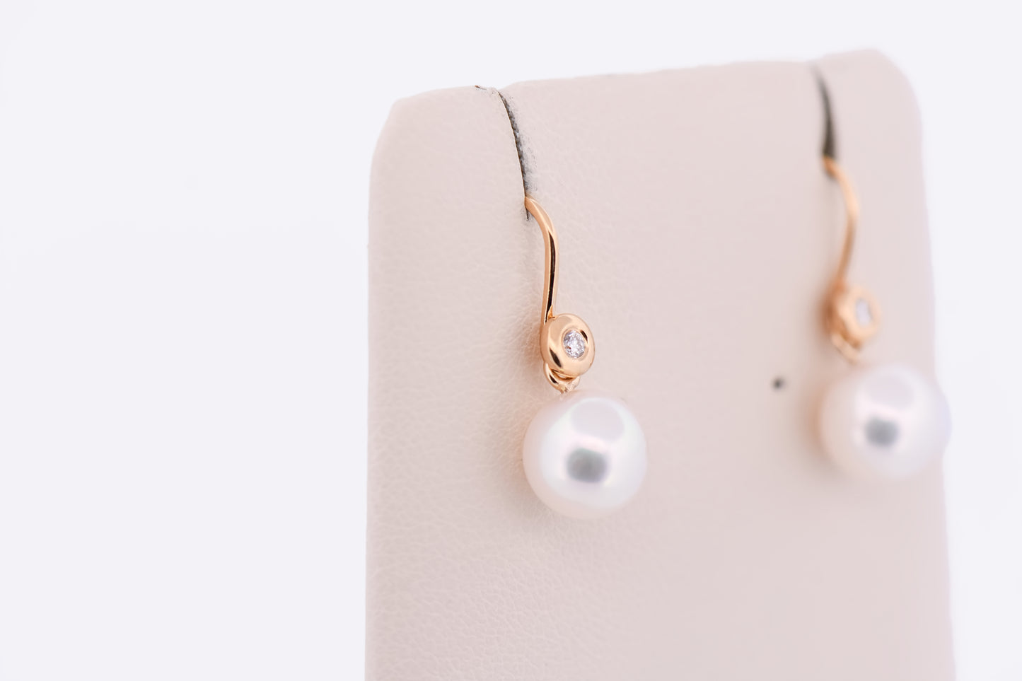 Top Quality Rosy White Akoya Pearl Earrings on French Hooks