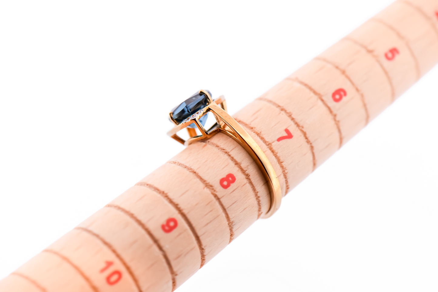 Triangular Ring with Trillion London Blue Topaz & Diamonds