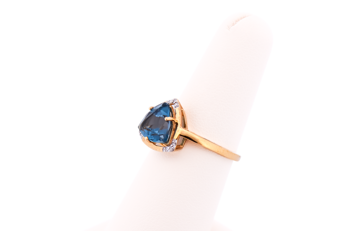 Triangular Ring with Trillion London Blue Topaz & Diamonds