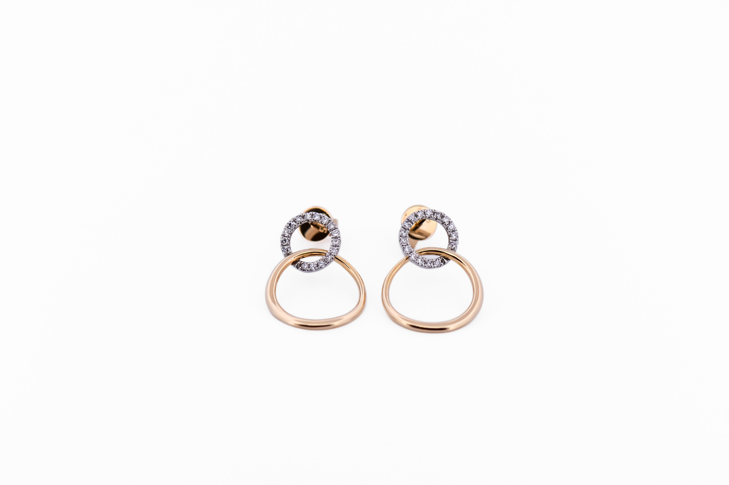 Two-Tone Gold Circle Earrings with Diamond Accents