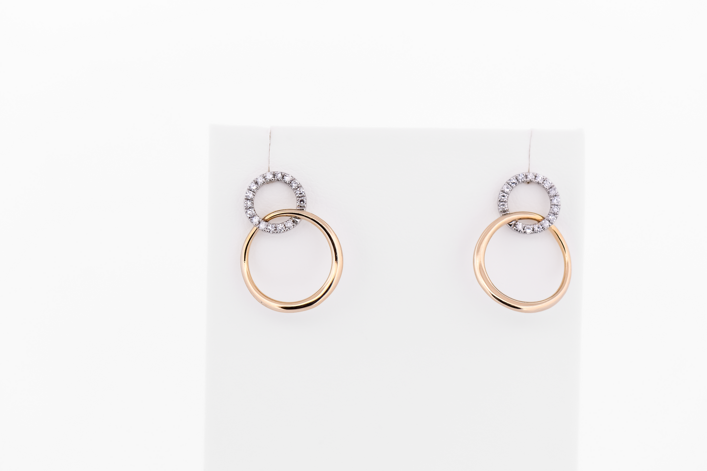 Two-Tone Gold Circle Earrings with Diamond Accents