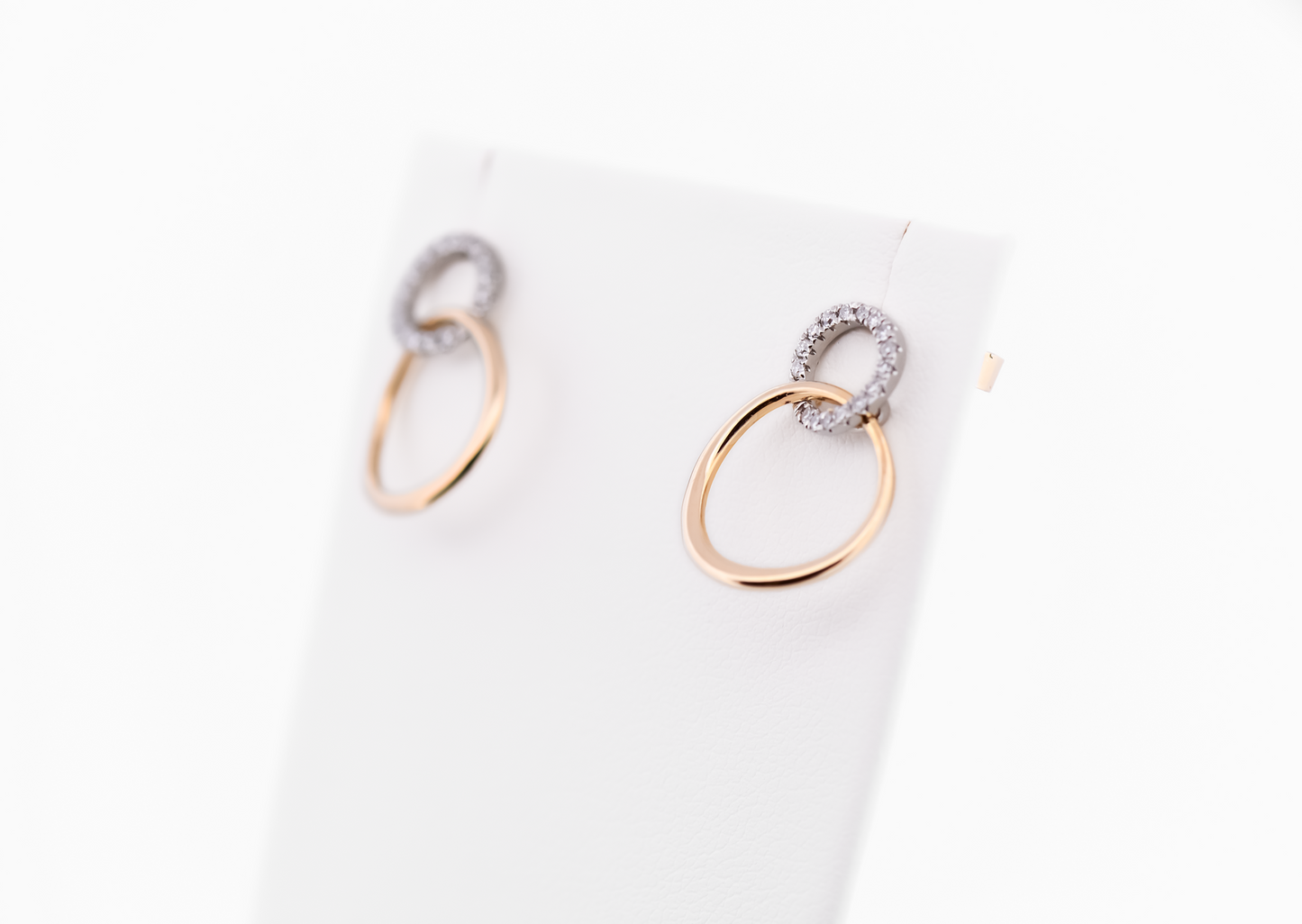 Two-Tone Gold Circle Earrings with Diamond Accents