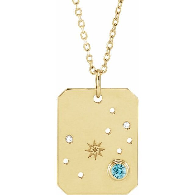 Gold Pendant Set with Birthstone & Birth Month Constellation Sign