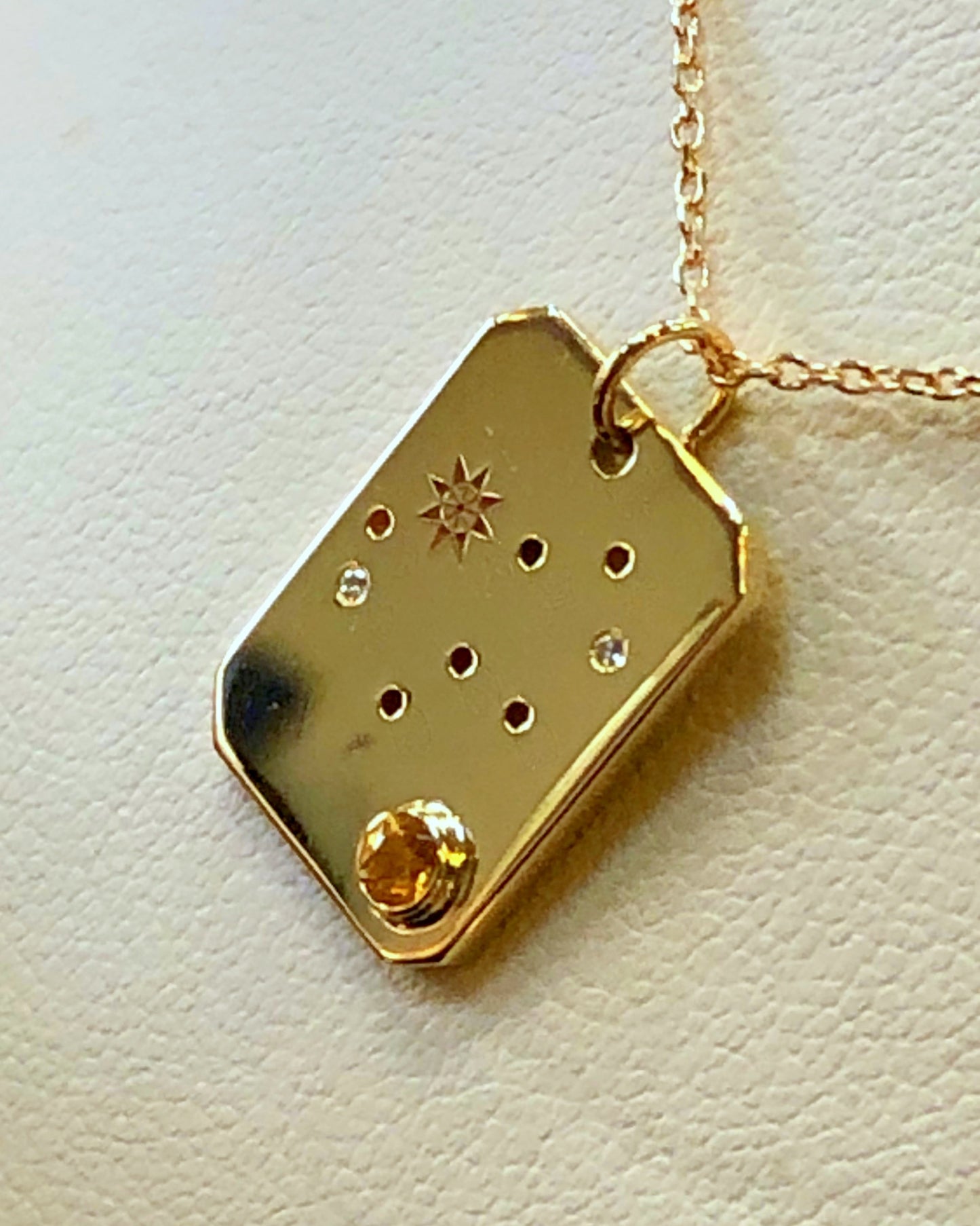 Gold Pendant Set with Birthstone & Birth Month Constellation Sign
