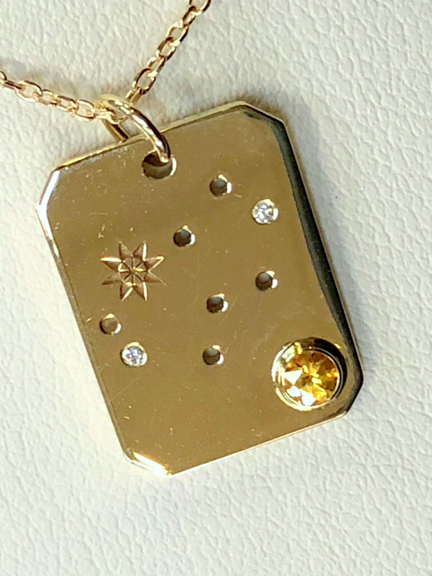 Gold Pendant Set with Birthstone & Birth Month Constellation Sign