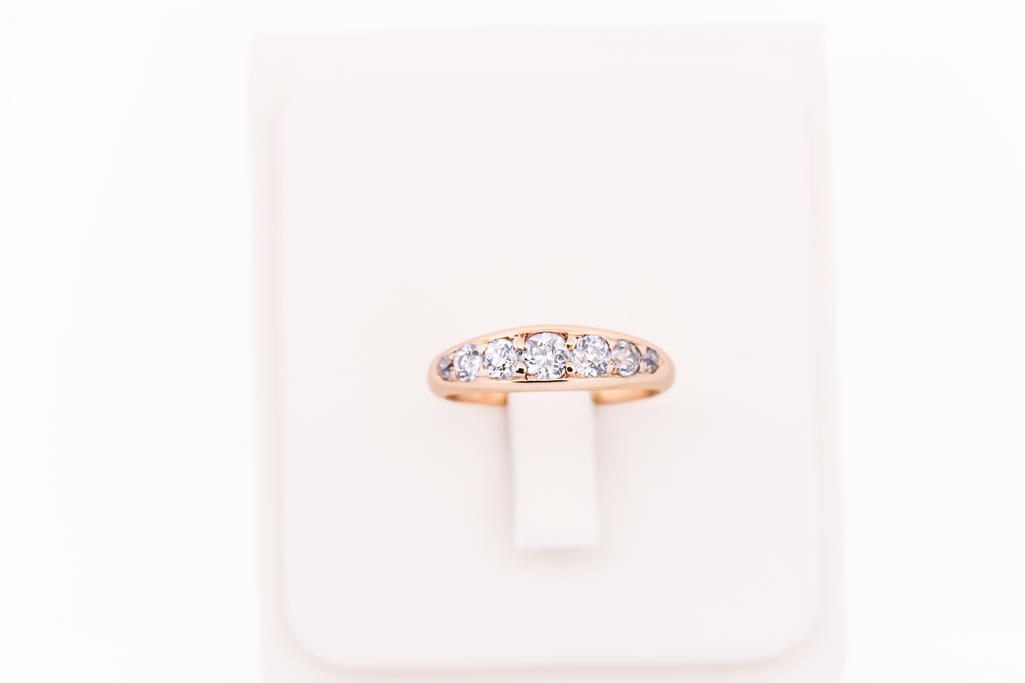 Victorian 7-Stone Mine Cut Diamond Wedding Band in 18k Yellow Gold