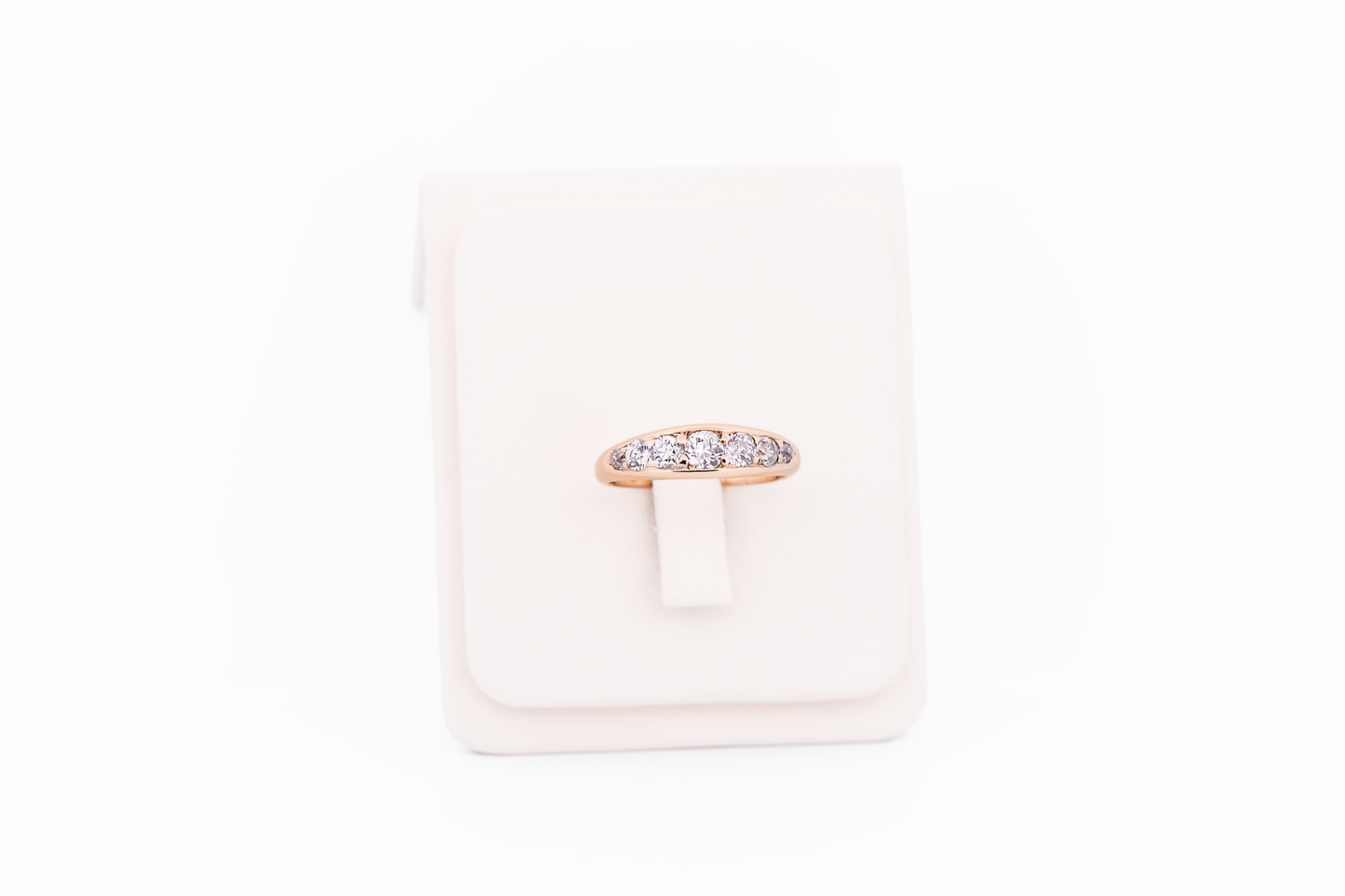 Victorian 7-Stone Mine Cut Diamond Wedding Band in 18k Yellow Gold
