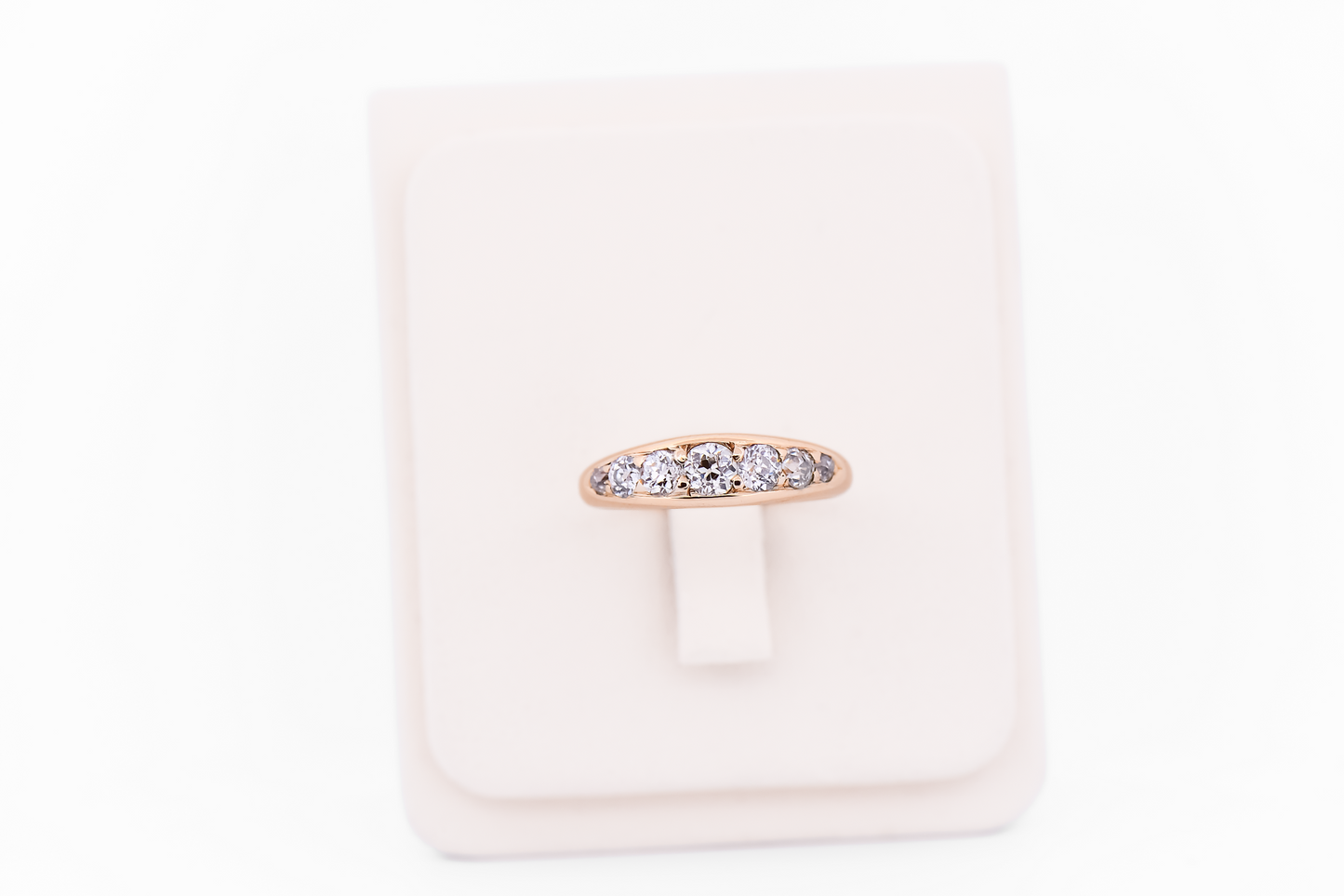 Victorian 7-Stone Mine Cut Diamond Wedding Band in 18k Yellow Gold