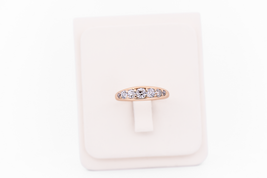 Victorian 7-Stone Mine Cut Diamond Wedding Band in 18k Yellow Gold
