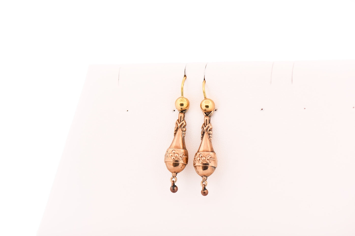Victorian 9k Rosy Yellow Gold Drop Earrings