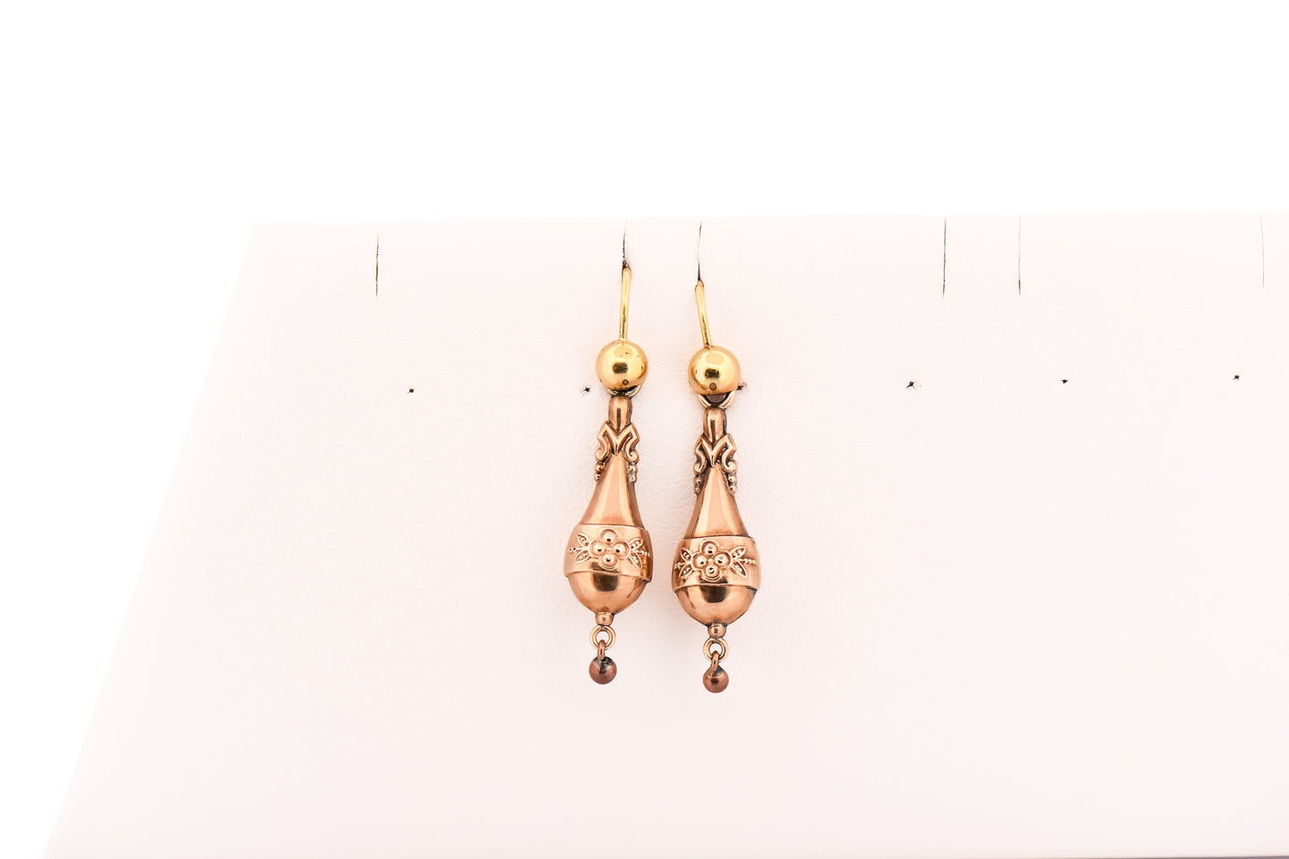 Victorian 9k Rosy Yellow Gold Drop Earrings