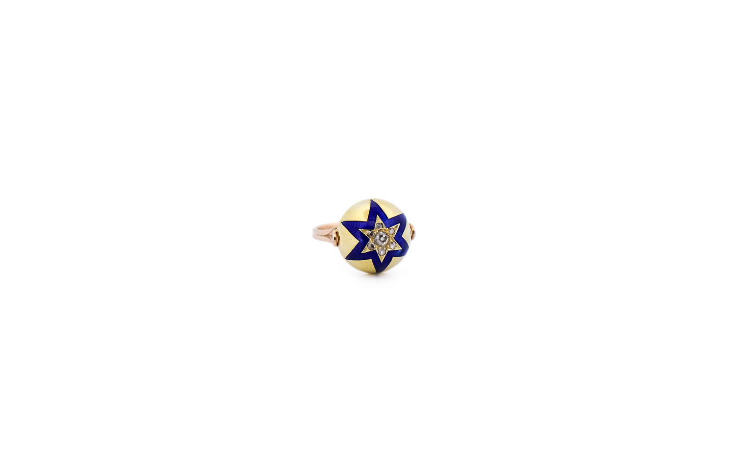 Victorian Gold Dome Ring with Blue Enamel Star & Diamonds