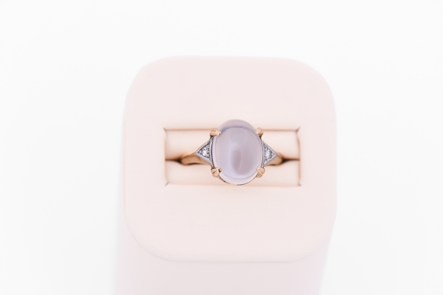 Vintage Blue Moonstone & Diamond Engagement Ring