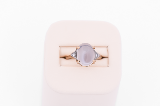 Vintage Blue Moonstone & Diamond Engagement Ring