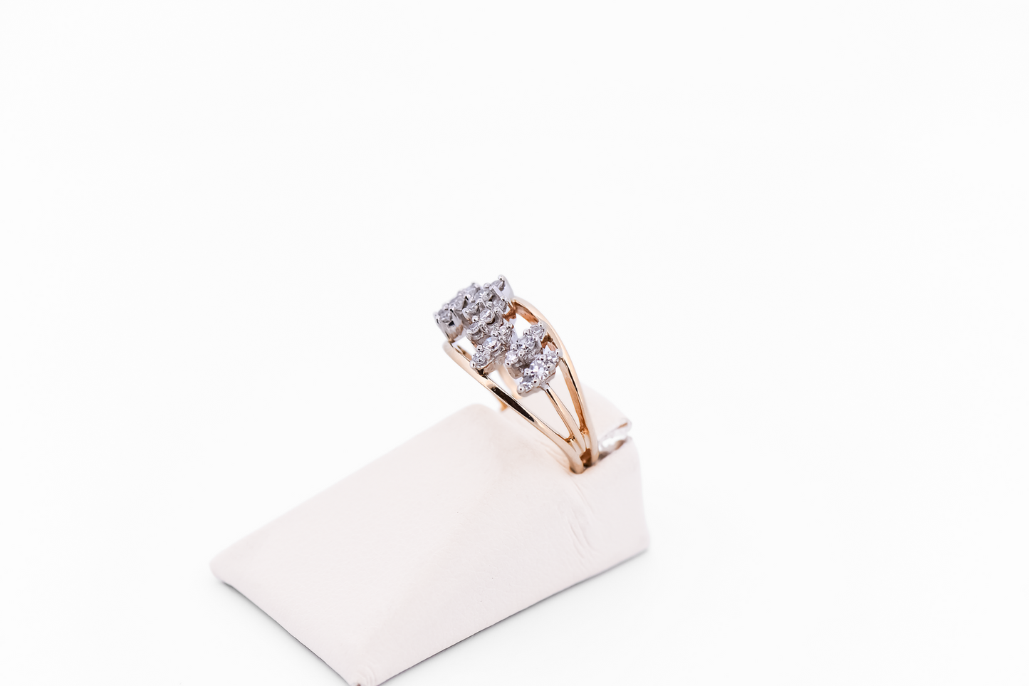 Vintage Brutalist Diamond Ring in 14k Yellow Gold