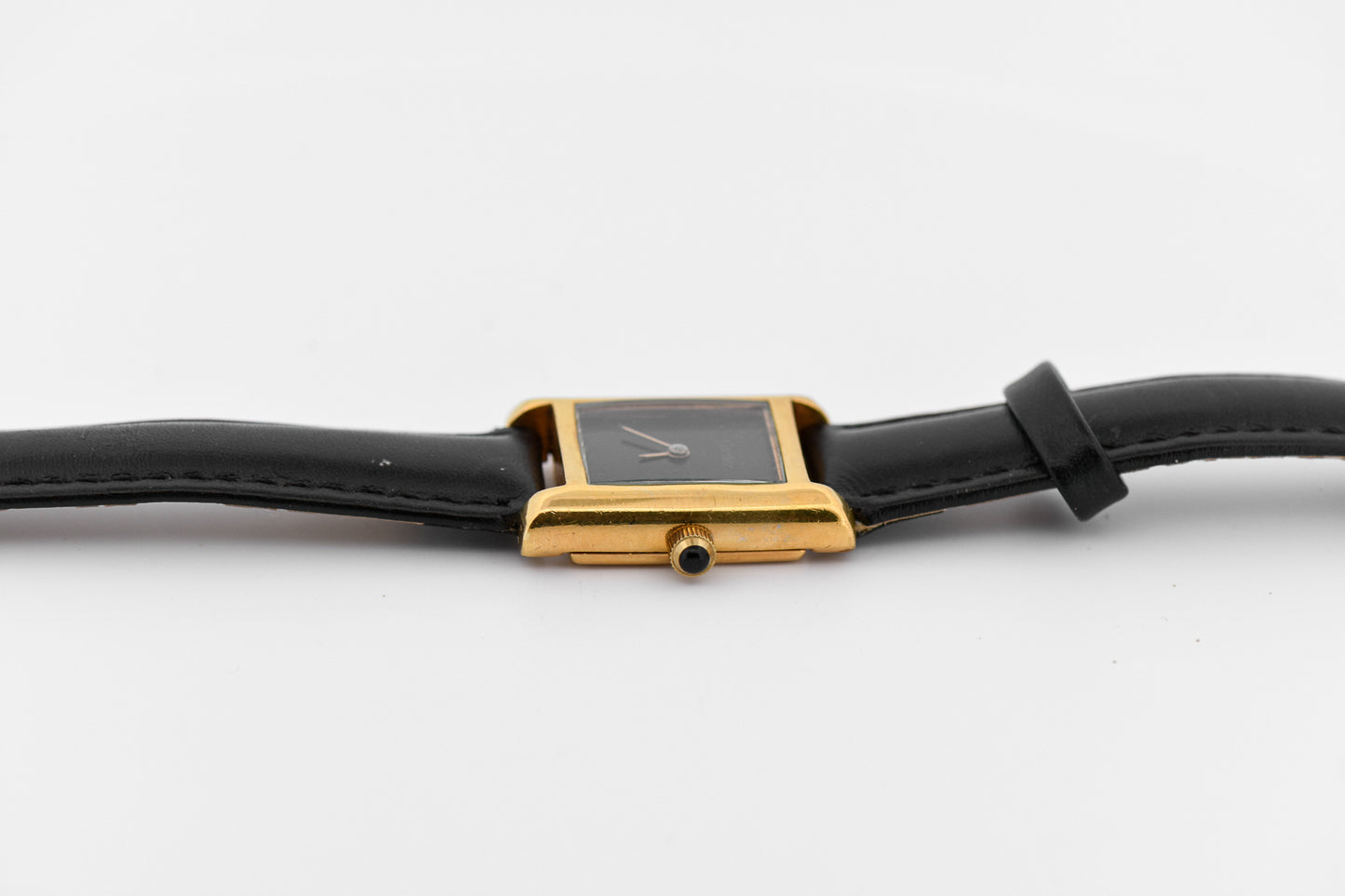 Vintage Cartier Tank Wristwatch - Early Electroplated Model with Mechanical Movement Black Dial