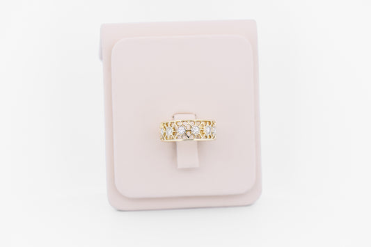 Vintage Carved Gold & Diamond Eternity Wedding Band