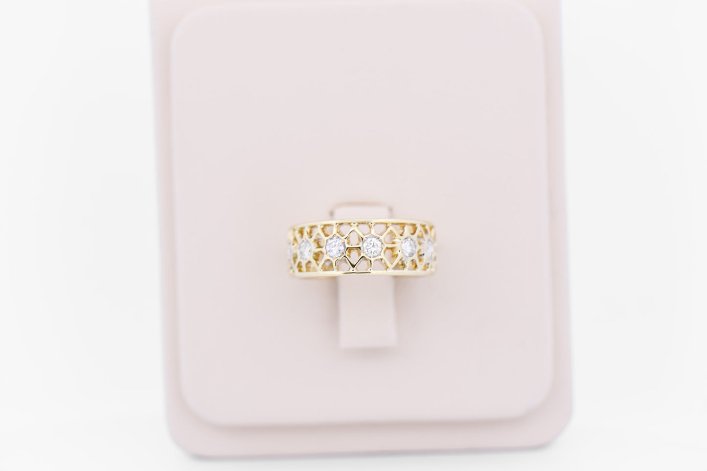 Vintage Carved Gold & Diamond Eternity Wedding Band
