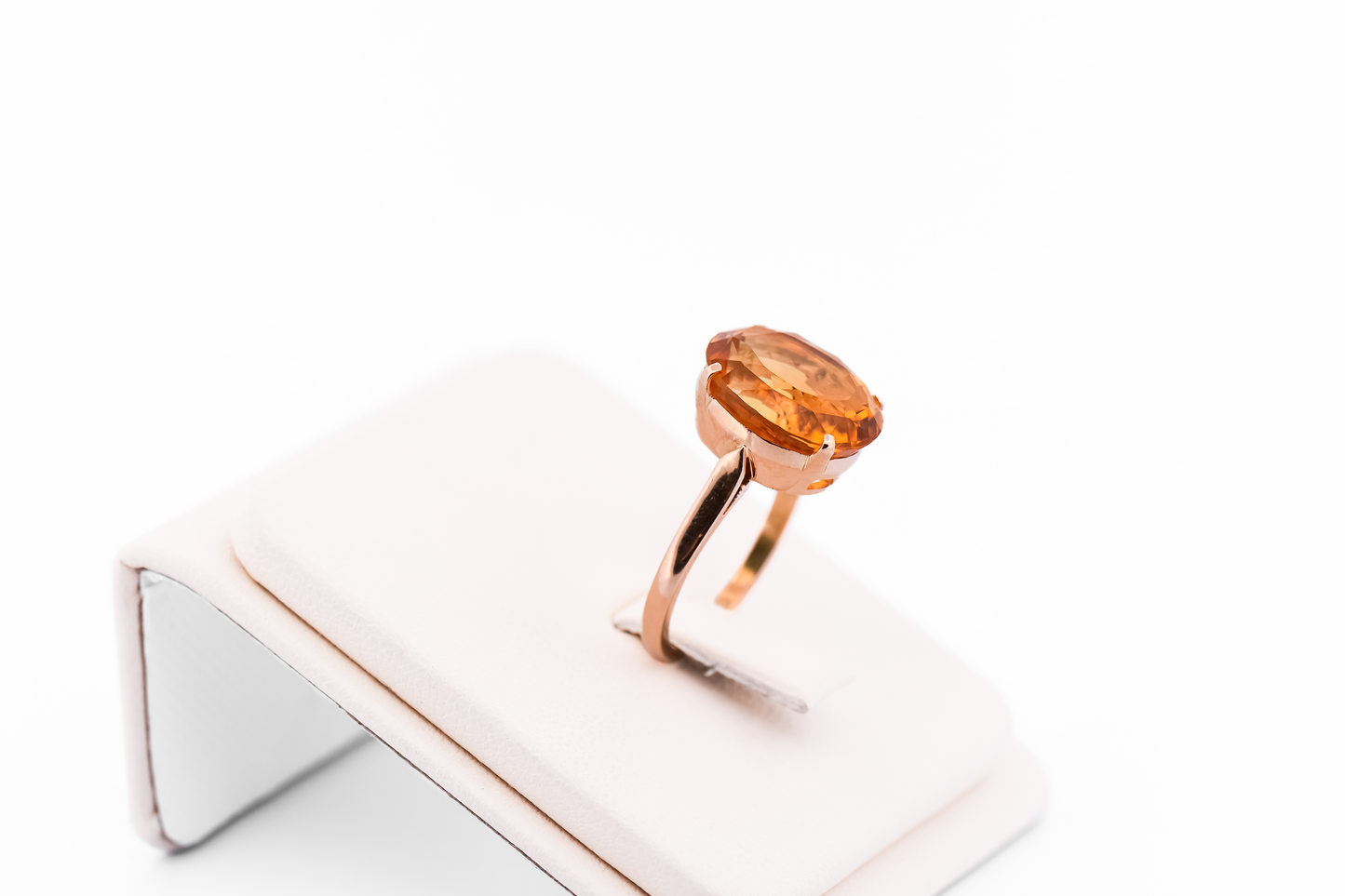 Vintage Citrine Solitaire Engagement Ring in 14k Yellow Gold