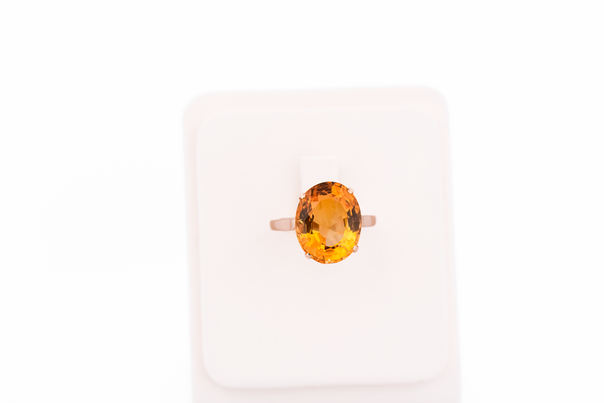 Vintage Citrine Solitaire Engagement Ring in 14k Yellow Gold