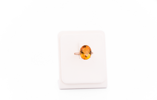 Vintage Citrine Solitaire Engagement Ring in 14k Yellow Gold