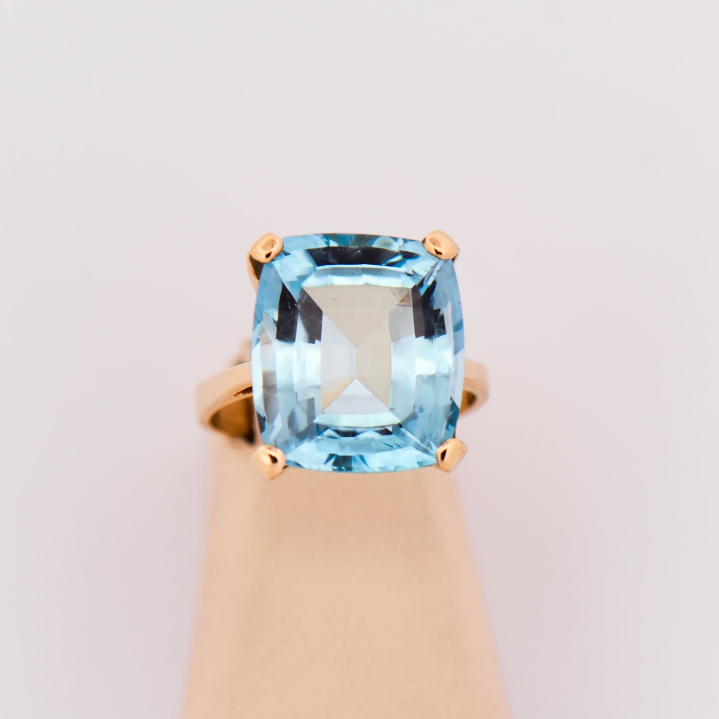 Vintage Cushion-Cut Aquamarine Solitaire Ring