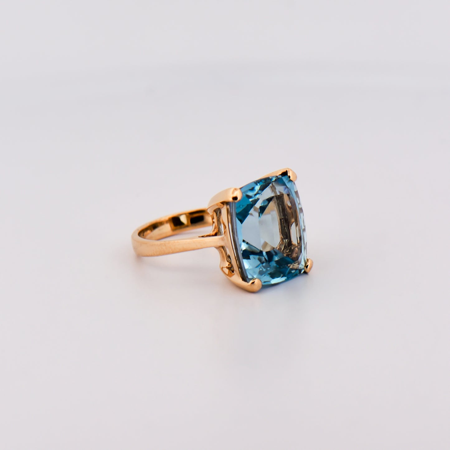 Vintage Cushion-Cut Aquamarine Solitaire Ring