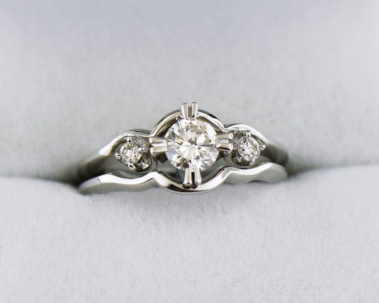 Mid-Century Diamond Wedding Set in White Gold