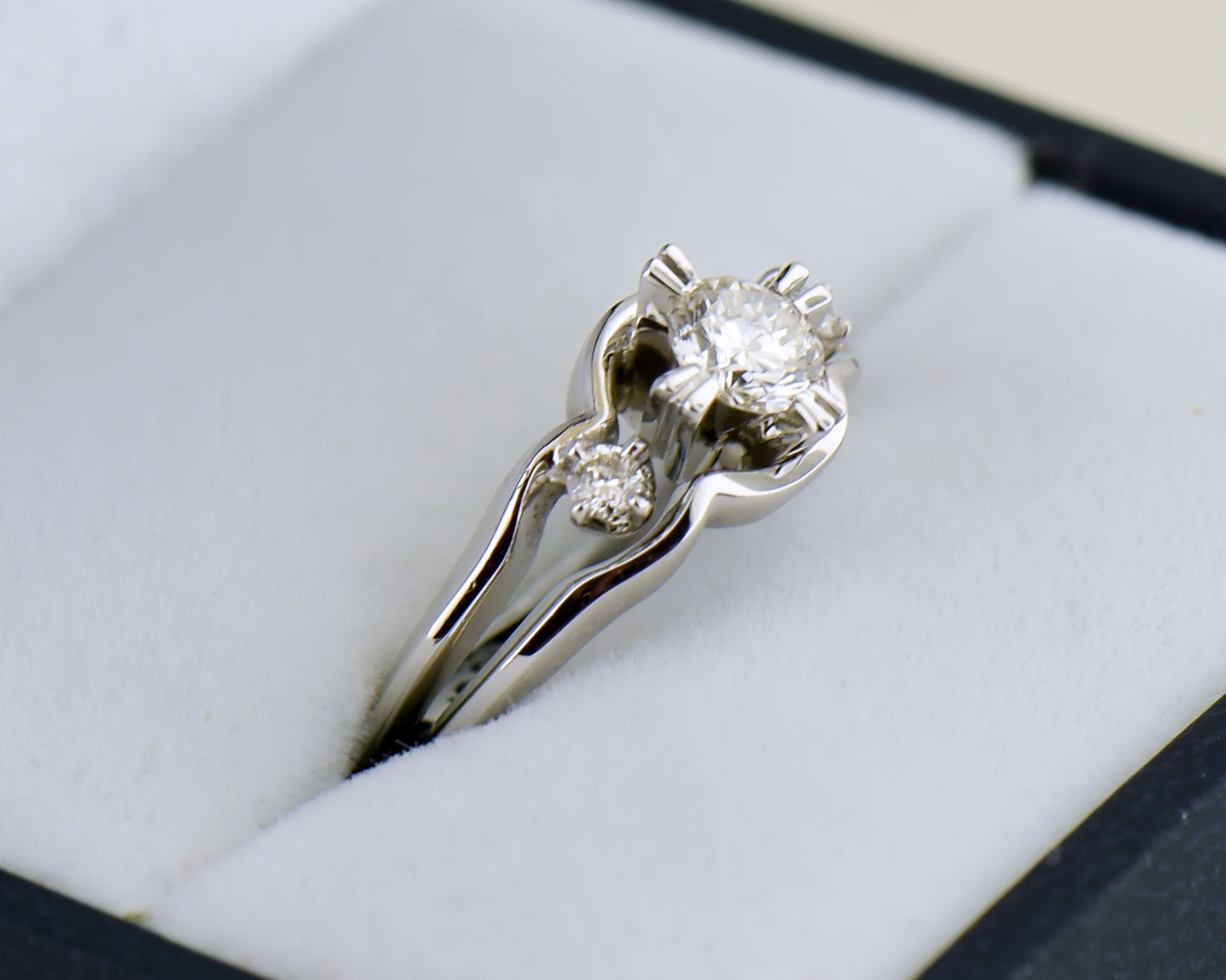 Mid-Century Diamond Wedding Set in White Gold