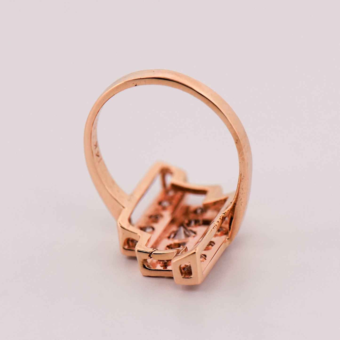 Vintage Stepped Panel Diamond Ring in Yellow Gold