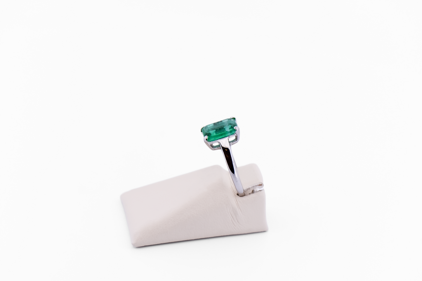 Vintage Emerald-Cut Emerald Solitaire Engagement Ring in White Gold