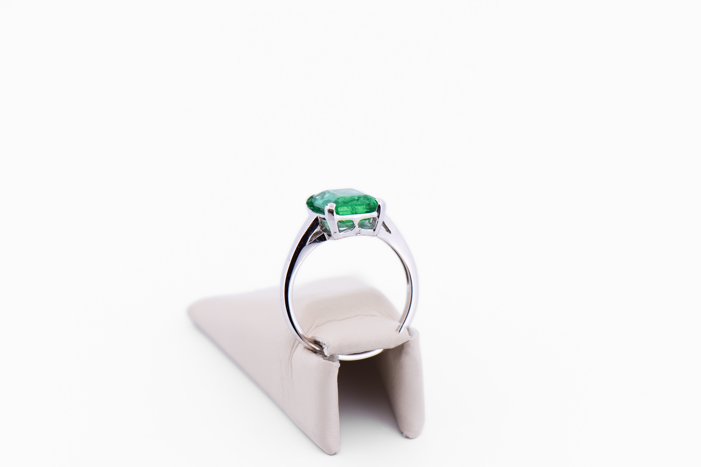Vintage Emerald-Cut Emerald Solitaire Engagement Ring in White Gold