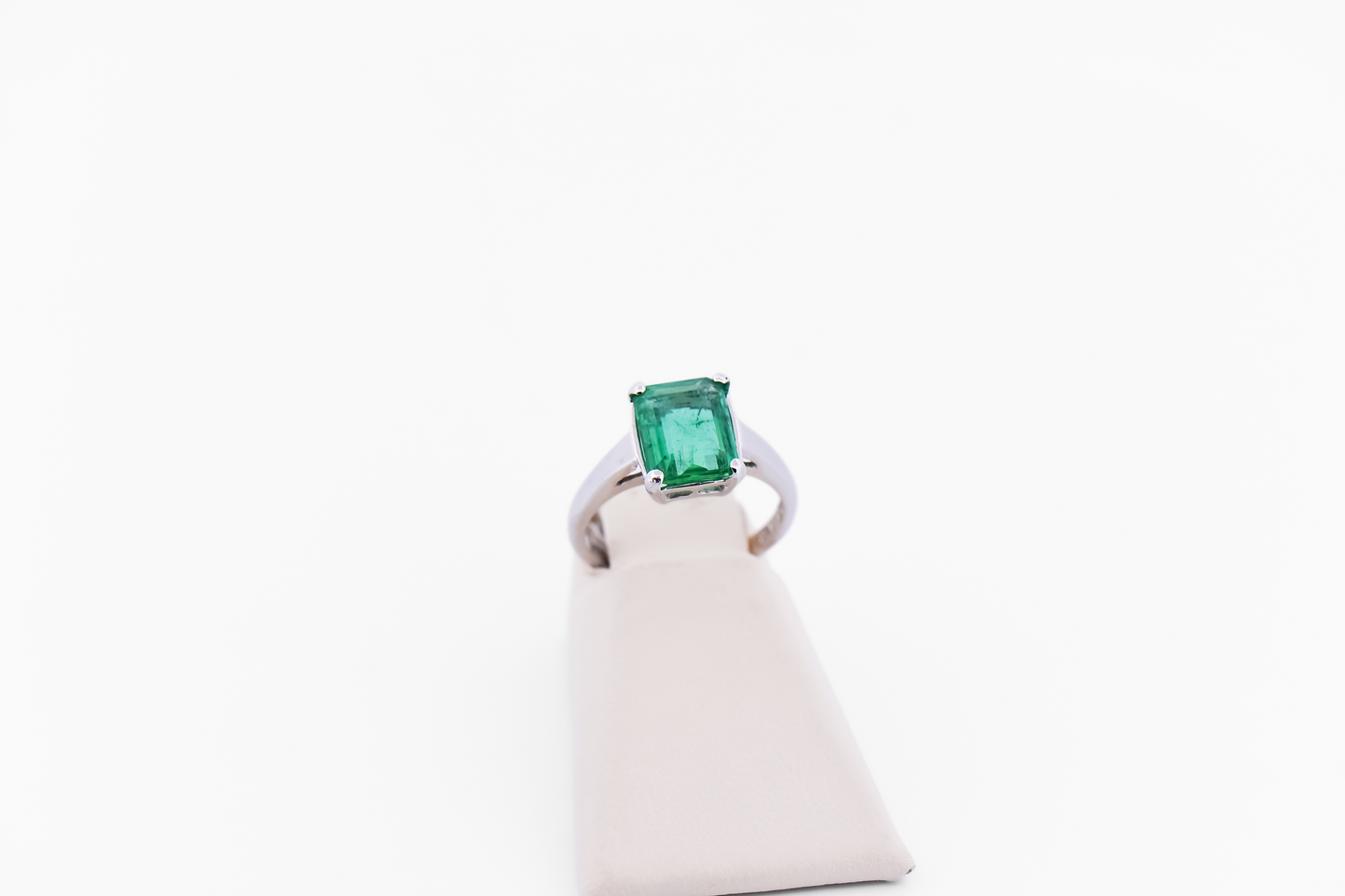 Vintage Emerald-Cut Emerald Solitaire Engagement Ring in White Gold