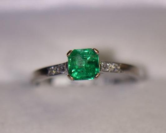 Vintage Jabel Emerald Engagement Ring