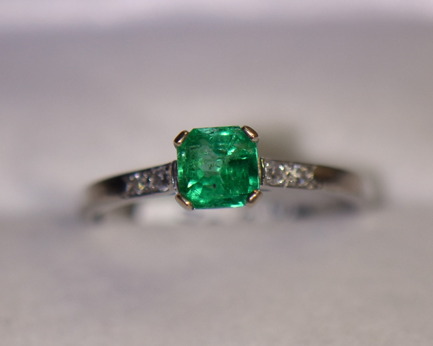 Vintage Jabel Emerald Engagement Ring
