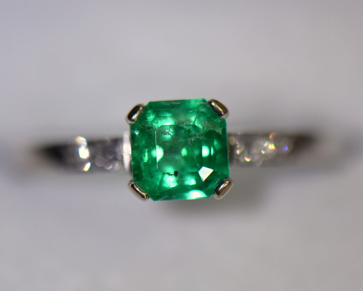 Vintage Jabel Emerald Engagement Ring
