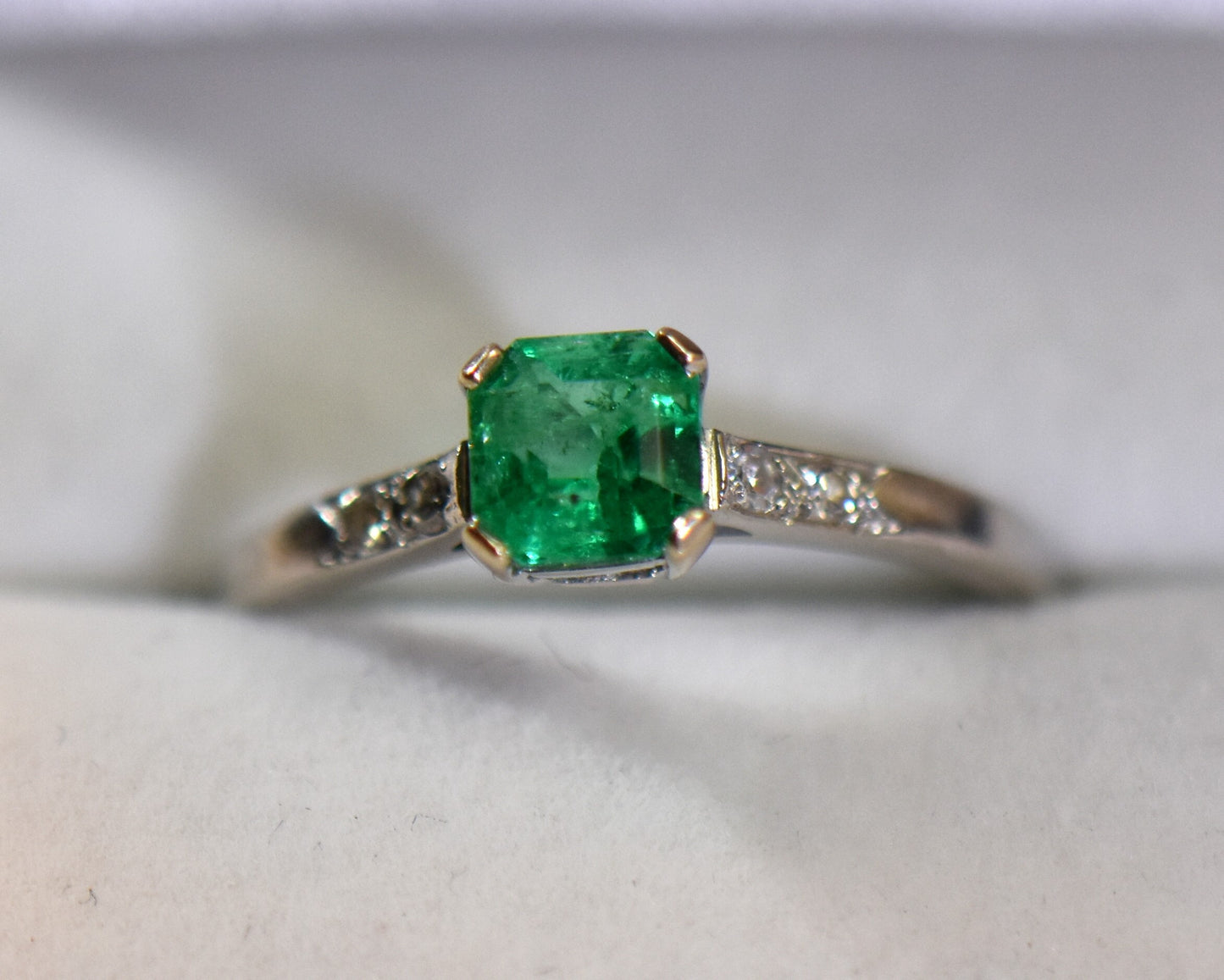 Vintage Jabel Emerald Engagement Ring