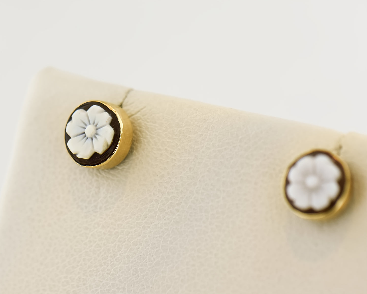 Vintage Flower Cameo Stud Earrings