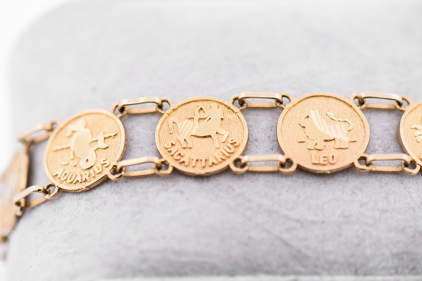 Vintage 14k Gold Astrological Coin Charm Bracelet