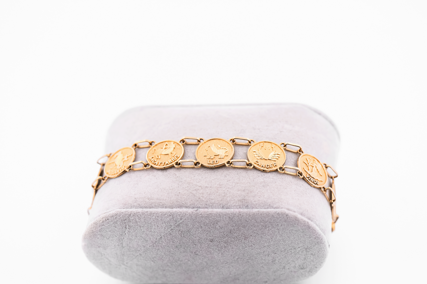 Vintage 14k Gold Astrological Coin Charm Bracelet
