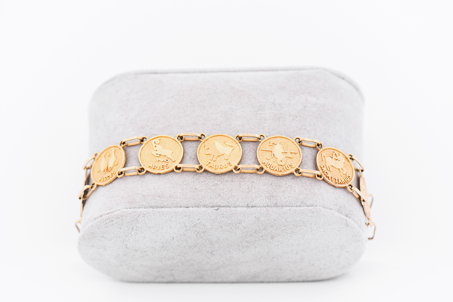 Vintage 14k Gold Astrological Coin Charm Bracelet